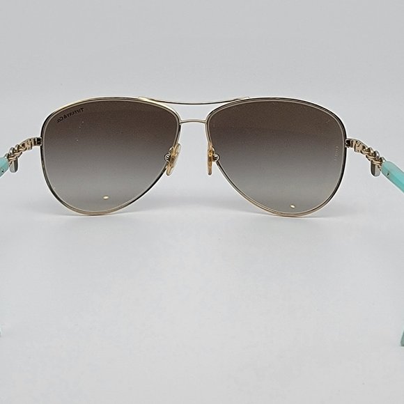 *SOLD* Tiffany & Co TF3034 6021/3M Gold Blue Frame Grey Lens Aviator Sunglasses - Picture 5 of 14